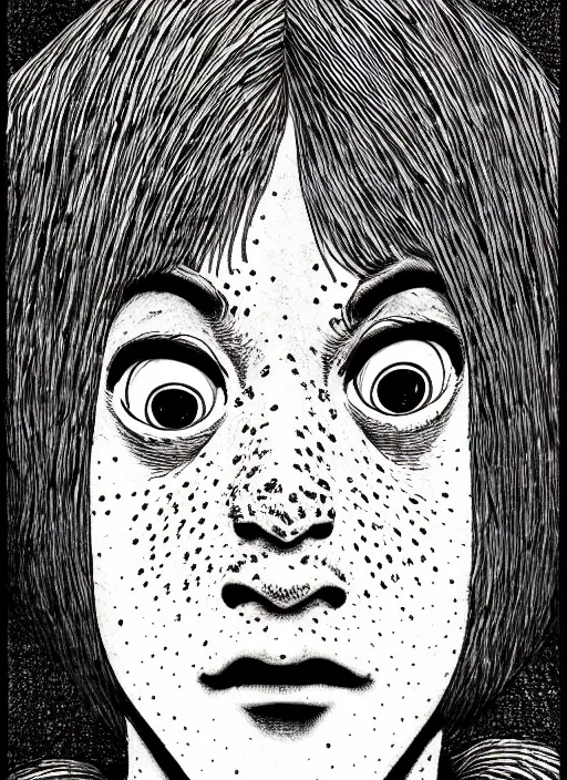 Prompt: portrait of shrek, freckles, intricate, highly detailed, illustration, art by junji ito, junji ito