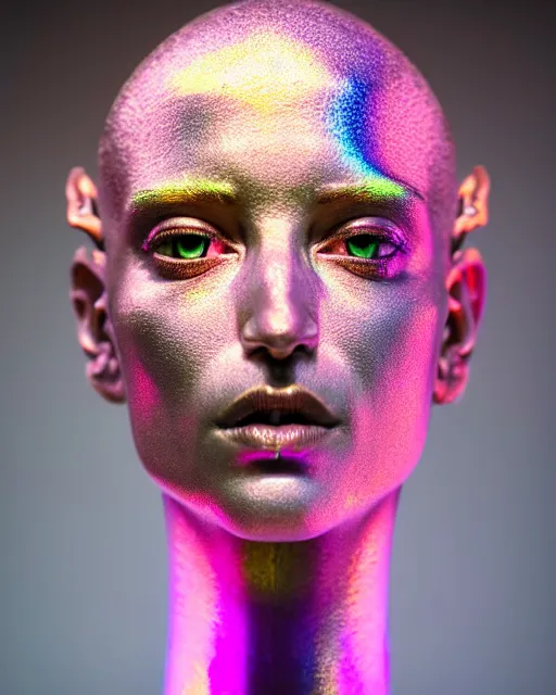 Prompt: hyperrealist highly intricate neo-gothic bust pink iridescent exoskeleton beautiful goddess concept art pascal blanche key sage dramatic yellow lighting 8k high angle shallow depth of field