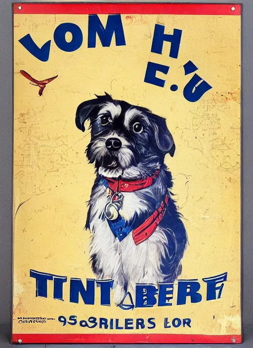 Image similar to vintage tin pet poster sign