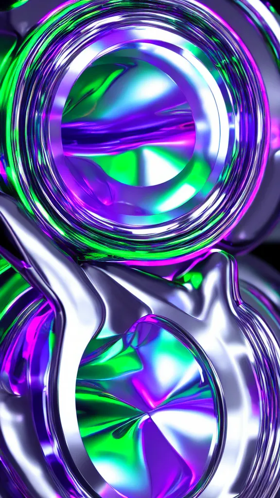 Image similar to neon chrome with mirror gloss iridescence internal glow 4k hyperrealism photorealistic