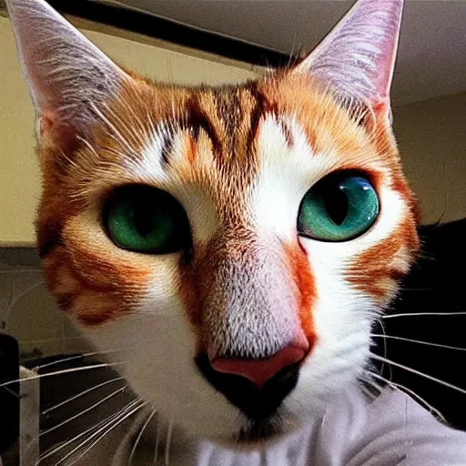 Prompt: cat taking the last selfie on earth
