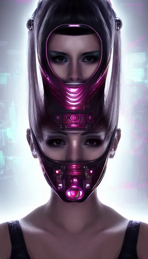 Image similar to face mask on beautiful woman face, cyberpunk art by kuno veeber, cgsociety, computer art, ultra detailed, futuristic, anime aesthetic