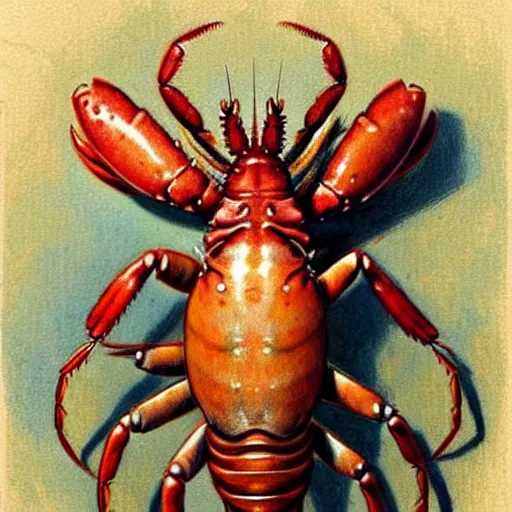 Prompt: (((((1950s lobster . muted colors.))))) by Jean-Baptiste Monge !!!!!!!!!!!!!!!!!!!!!!!!!!!