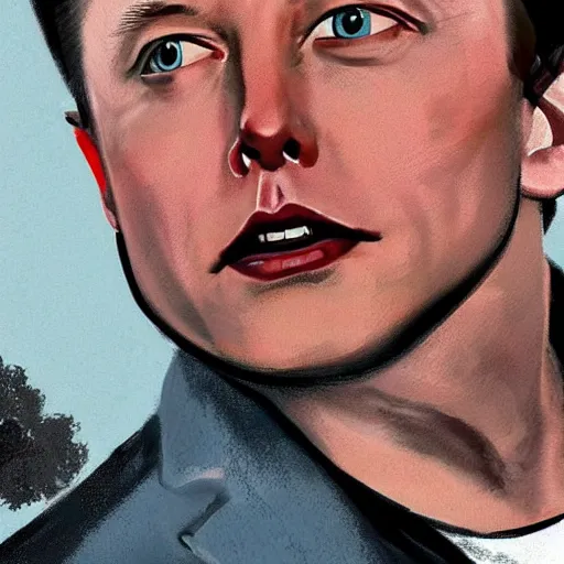 Image similar to concept art of elon musk, vintage and retro