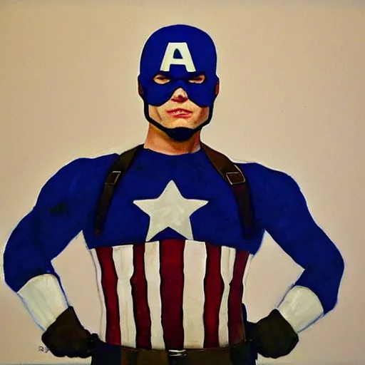 Prompt: Bod Ross, Captain America, painting, portrait