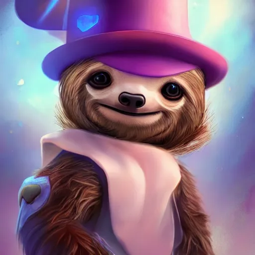 Prompt: epic professional digital airbrushed portrait art of a cute baby sloth dressed as a magician,, best on artstation, cgsociety, wlop, Behance, pixiv, cosmic, epic, stunning, gorgeous,, masterpiece by Dorian Cleavanger and Stanley Lau,