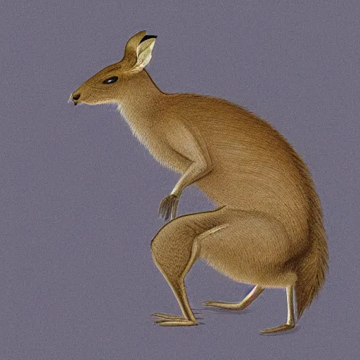 Prompt: a scientific drawing of a wild kangaroo / muskrat found in the wild