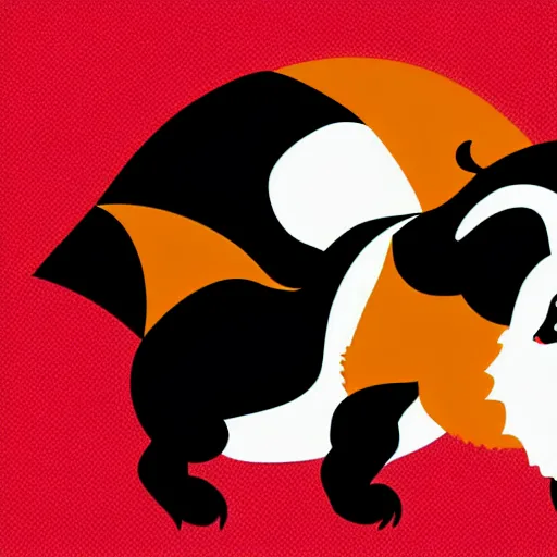 Image similar to vector art of welsh dragon and panda mixed, intercrossed, chimera, adobe illustrator