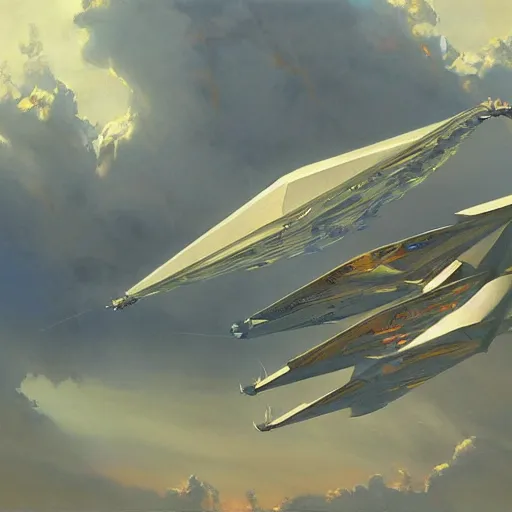 Prompt: Futuristic paper aeroplane art by Donato Giancola and Bayard Wu, digital art, trending on artstation, 4k