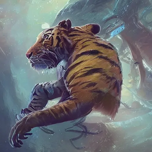 Image similar to an aesthetic award winning commission of a male anthro tiger singing on a spaceship,digital art,art by greg rutkowski,ross tran,character design by charles bowater,artgerm,hyperdetailed body,detailed face,beautiful,artstation,deviantart,stylish,space themed