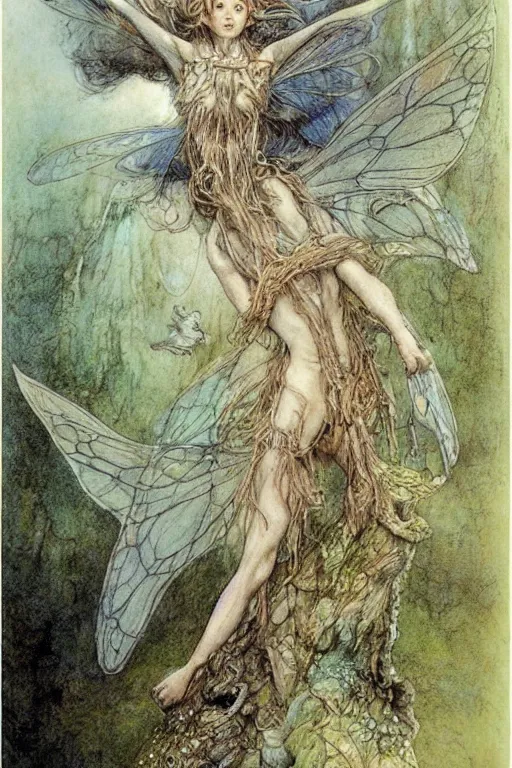 Image similar to a faerie by alan lee and jean - baptiste monge