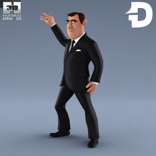 Image similar to james bond in style of 3 d pixar cartoon