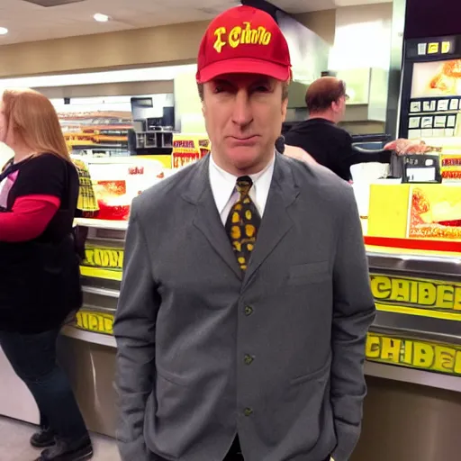 Prompt: Bob Odenkirk works as cashier McDonalds employee