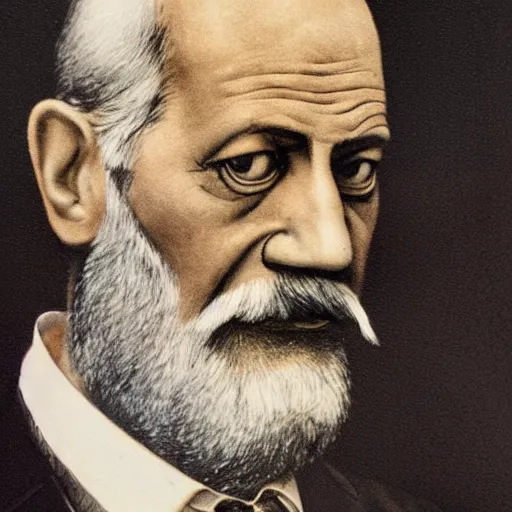 Image similar to a portrait of sigmund freud in the style of bansky