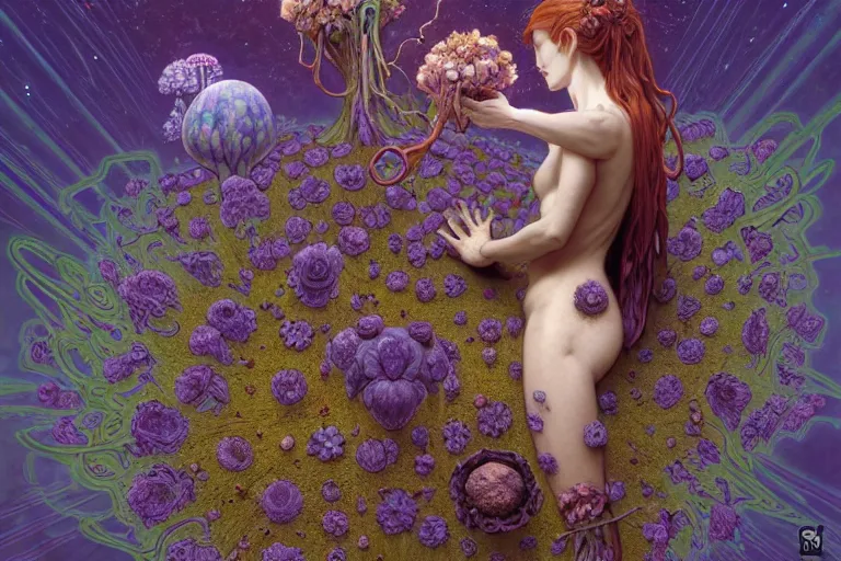 Prompt: the platonic ideal of flowers, rotting, insects and praying of cletus kasady carnage thanos dementor wild hunt doctor manhattan chtulu mandelbulb mandala ponyo spirited away davinci heavy rain, d & d, fantasy, ego death, decay, dmt, psilocybin, art by artgerm and greg rutkowski and alphonse mucha