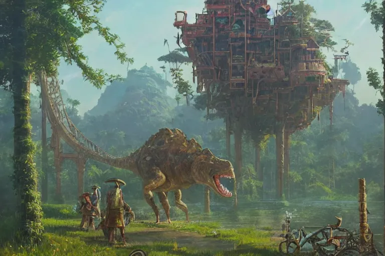 Prompt: #art #hyperreal #intricate dinotopia-botw-studio-ghibli-simon-stålenhag-moment, [32k hd]^10