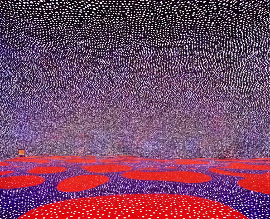 Prompt: halls of space, dream waves on the starfields by ben wanat and yayoi kusama ; fantasy ; scifi