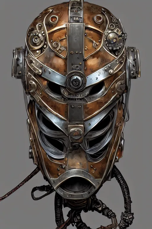 Image similar to steampunk helmet fantasy art mask robot ninja stylized digital illustration sharp focus, elegant intricate digital painting artstation concept art global illumination ray tracing advanced technology chaykin howard and campionpascale and cooke darwyn and davis jack