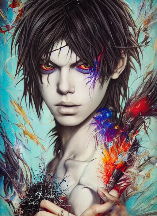 Prompt: beautiful portrait of L Death note, by Tristan Eaton, Stanley Artgermm, Tom Bagshaw, Greg Rutkowski, Carne Griffiths. trending on DeviantArt, face enhance, hyper detailed, trending on Artstation, 8k, masterpiece, graffiti paint, fine detail, full of color, intricate detail, golden ratio illustration