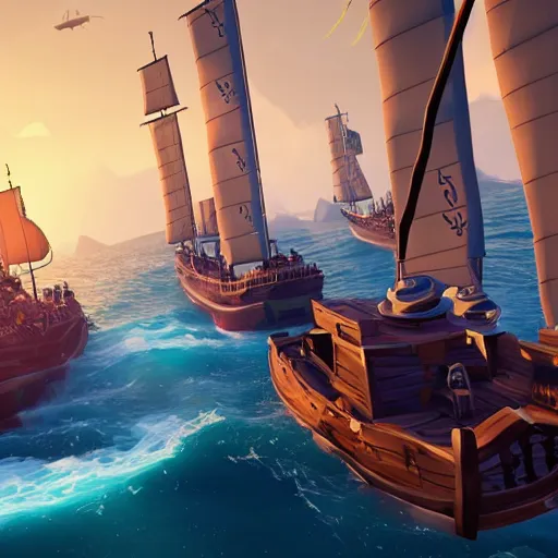 Image similar to a racing game set in sea of thieves