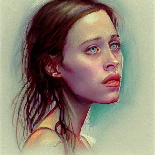 Image similar to a beautiful sketch painting portrait of Young Fiona apple in the late 1990s, Artstation, CGsociety