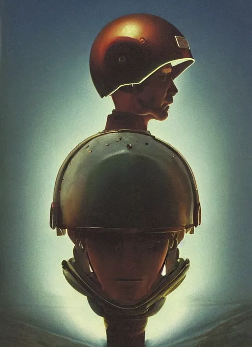 Image similar to beautiful extreme closeup portrait photo in style of frontiers in Helmets of Emperor Charles V the Wise science fashion magazine September retrofuturism edition, highly detailed, soft lighting, elegant , 35mm , Edward Hopper and James Gilleard, Zdzislaw Beksinski, Steven Outram, highly detailed