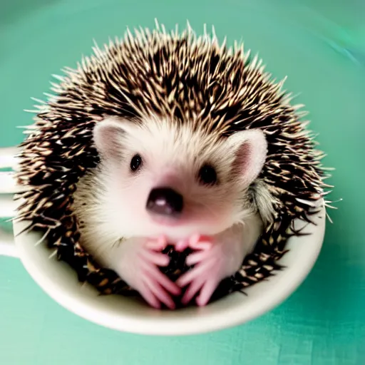 Image similar to baby hedgehog in a teacup, photography, minimalistic, 8 k