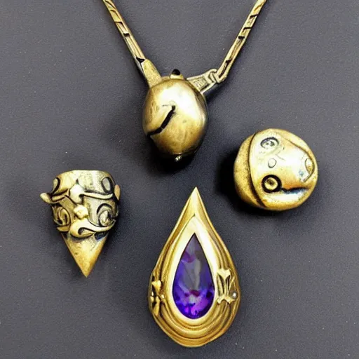 Image similar to very mysterious powerful magical jewelry, in the care of a powerful wizard