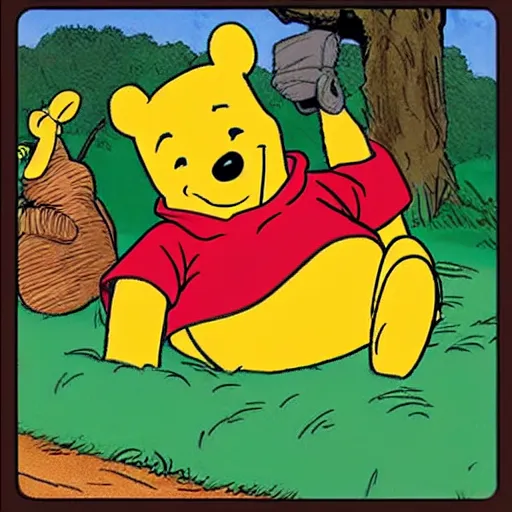 Image similar to winnie the pooh with a hangover.