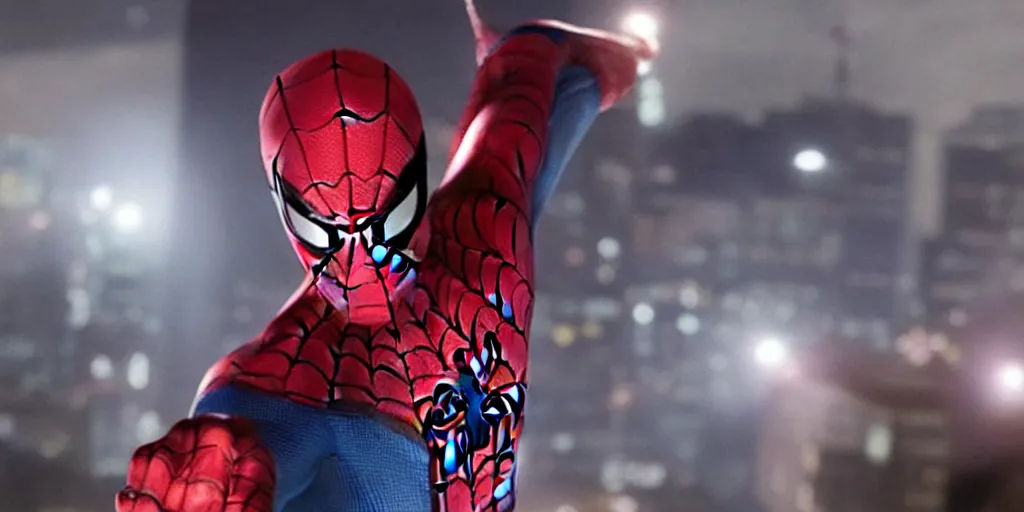 Image similar to Teenage Tobey Maguire as Spider-Man, cinematic lighting