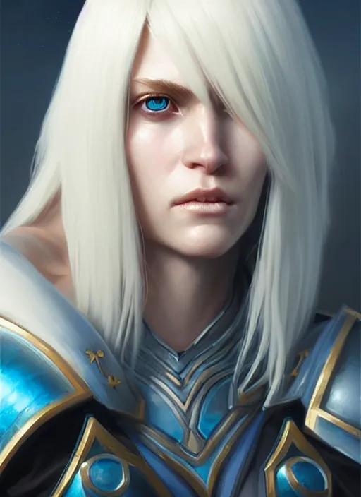 Image similar to a fantasy style portrait painting of shy white female paladin scar wound left eye with blonde hair and blue eyes, holy oil painting unreal 5 daz. rpg portrait extremely detailed artgerm greg rutkowski _ greg