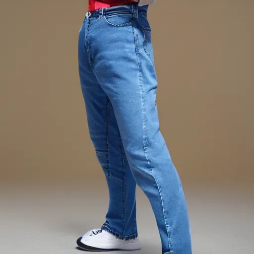 Prompt: man wear a high waist jeans