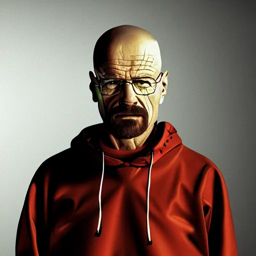 Image similar to walter white wearing a pizza suit, unreal, render, splash, award winning illustration