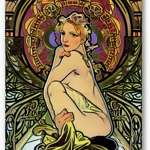 Prompt: Britney Spears art nouveau Alphonse Mucha