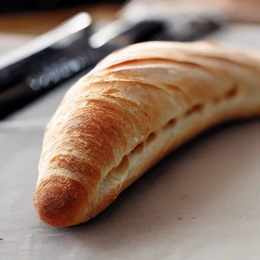 Image similar to a baguette with a face, photo realistic