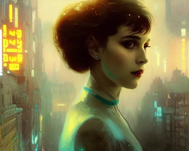 Image similar to 2 0 1 8 blade runner movie still girl look at the cityscape from roof perfect face fine realistic face pretty face neon puffy jacket blue futuristic sci - fi elegant by denis villeneuve tom anders zorn hans dragan bibin thoma greg rutkowski ismail inceoglu illustrated sand storm alphonse mucha