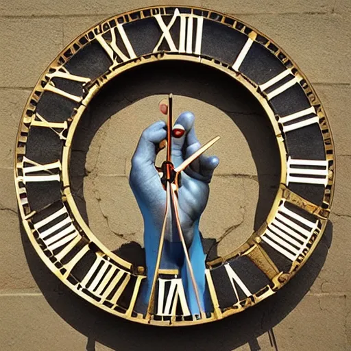 Prompt: human god of time, a person made out of clock hands