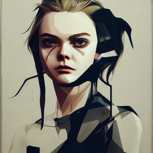 Image similar to Elle Fanning in Metal Gear Solid picture by Sachin Teng, asymmetrical, dark vibes, Realistic Painting , Organic painting, Matte Painting, geometric shapes, hard edges, graffiti, street art:2 by Sachin Teng:4