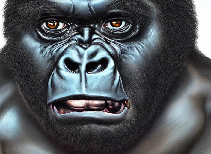 Prompt: Joe Rogan gorilla transformation, step by step, ArtGerm, masterpiece