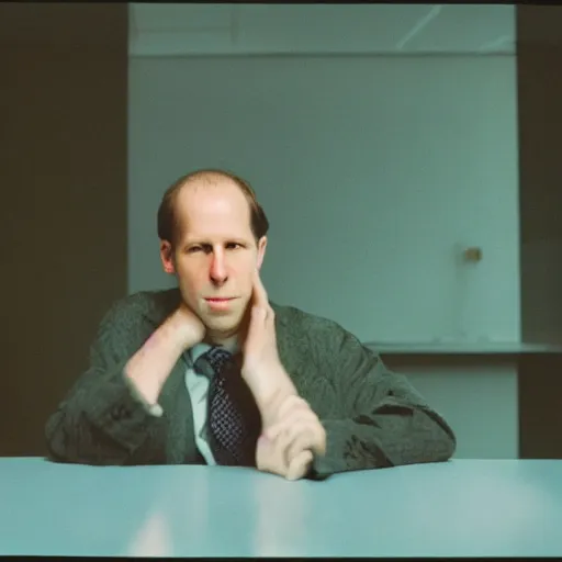 Image similar to color 35mm film still of Nick Bostrom, figure portrait