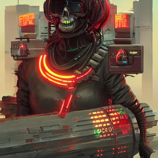 Image similar to cyberpunk, death burger, artstation