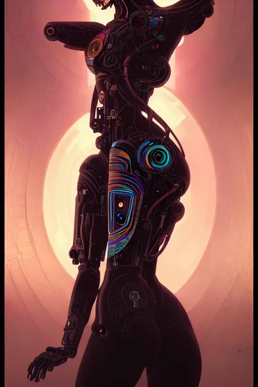 Image similar to ultra detailed, the creation of a female android, sci - fi, triadic color scheme, ( dia de los muertos ), asymmetrical, intricate concept art, art by godmachine and michael welan and dzo and greg rutkowski and alphonse mucha and loish and wlop