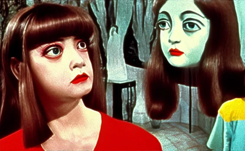 Image similar to film still of Hausu (ハウス) (1977), 4k restoration, Criterion, clear eyes