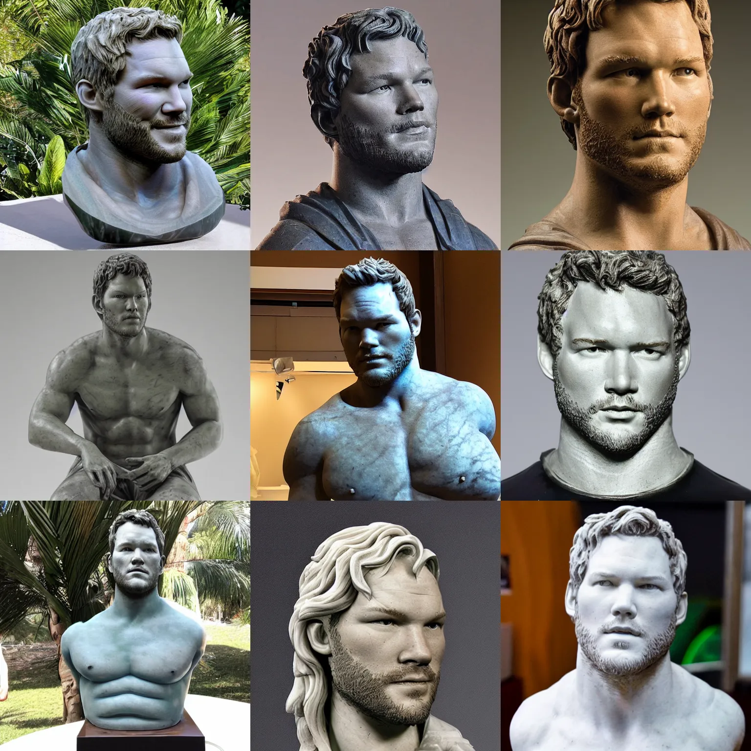 Prompt: marble sculpture of chris pratt by Michelangelo