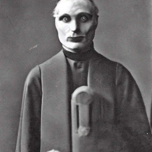 Prompt: machinemench priest from metropolis (1927), 19th century photography, victorian era