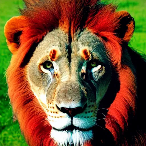 Image similar to photograph of a red and blue lion bleyblade