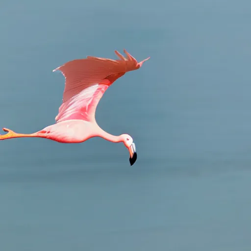 Prompt: flamingo flying together