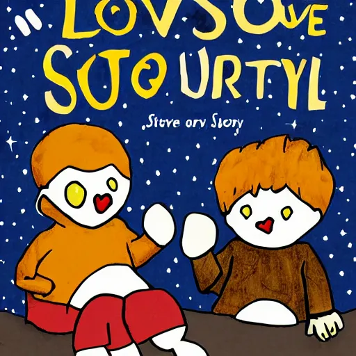 Prompt: scp-173 love story children's book cover