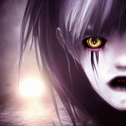 full shot portrait of angry darkness anime girl at, Stable Diffusion