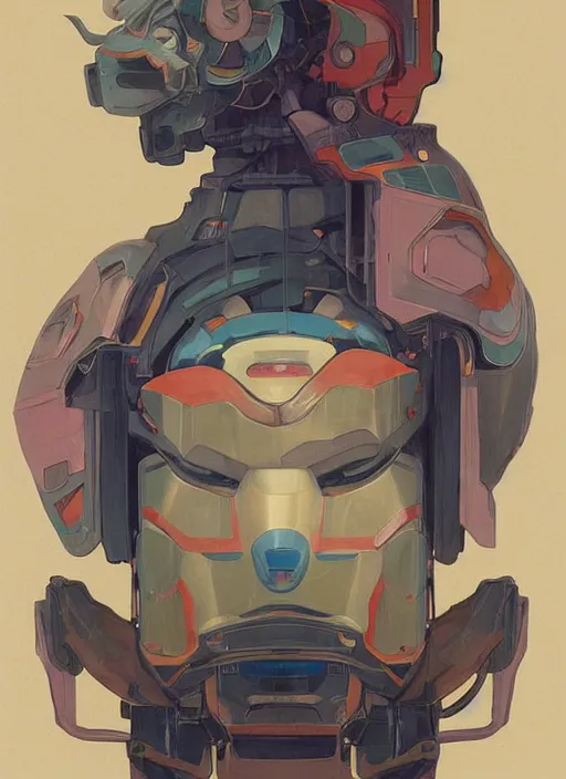 Prompt: colourful upper half portrait of army mecha robot - art by tenmyouya hisashi, hsiao - ron cheng & alphonse mucha, highly detailed, digital painting, illustration, smooth, sharp focus, intricate, symmetry, pinterest, behance, artstation